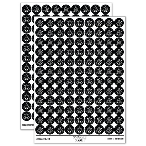 Deliciously Kawaii Chibi Pizza Slice 200+ Round Stickers - Black - Matte Finish - 0.50" Size