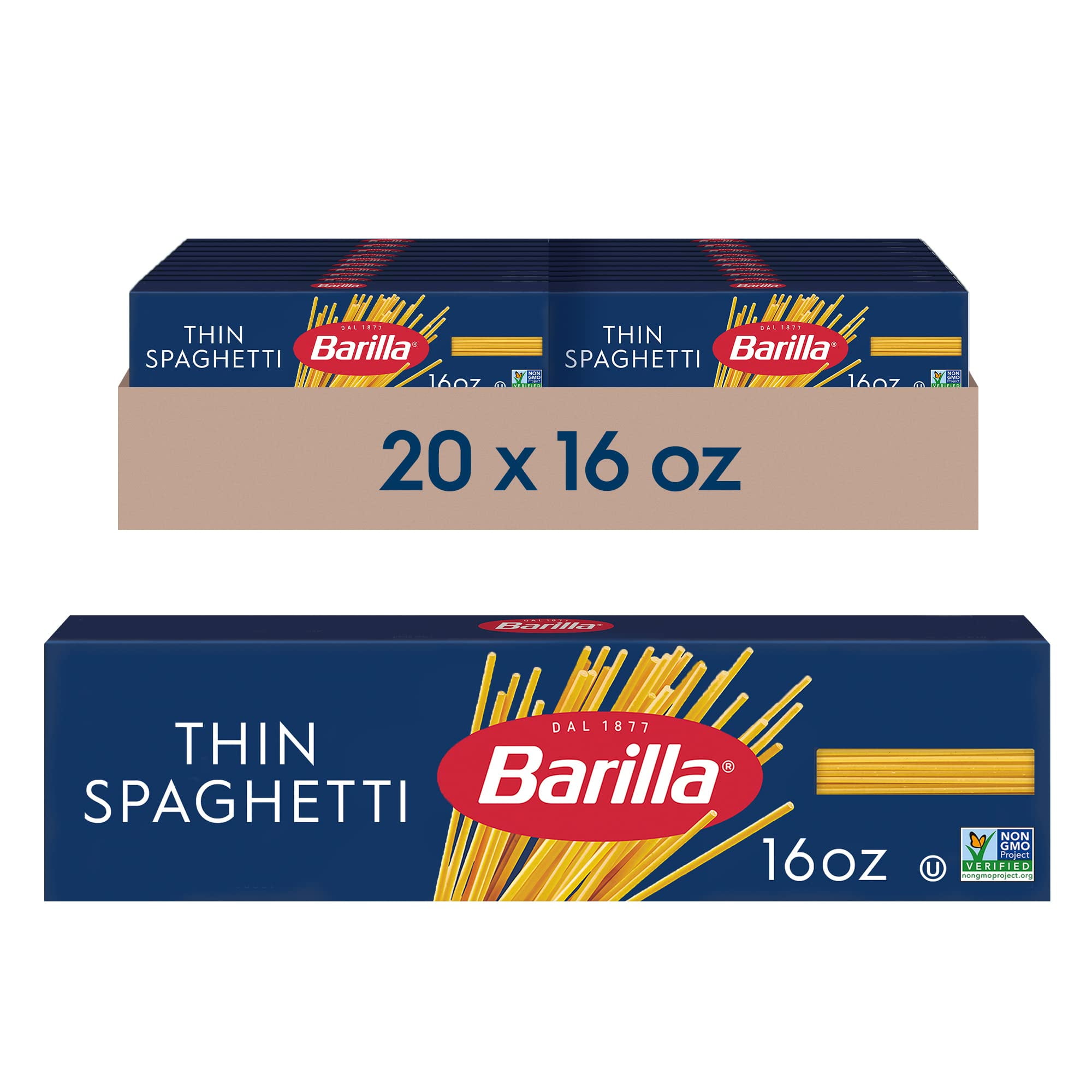 Deliciously Thin Barilla Spaghetti Pasta 20 Pack of 16 Oz. Boxes