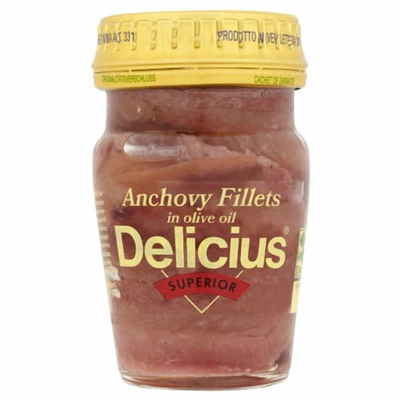 Delicius Anchovy Fillets in Olive Oil 80g, British Import (Pack of 3)
