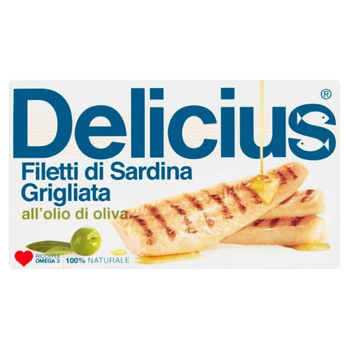 Delicius Grilled Sardine Fillets in Olive Oil 90g, British Import (Pack of 3)