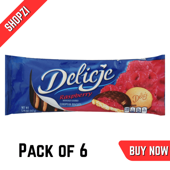 Delicje European Biscuits, Raspberry, 5.18 oz Box, 6 Pack