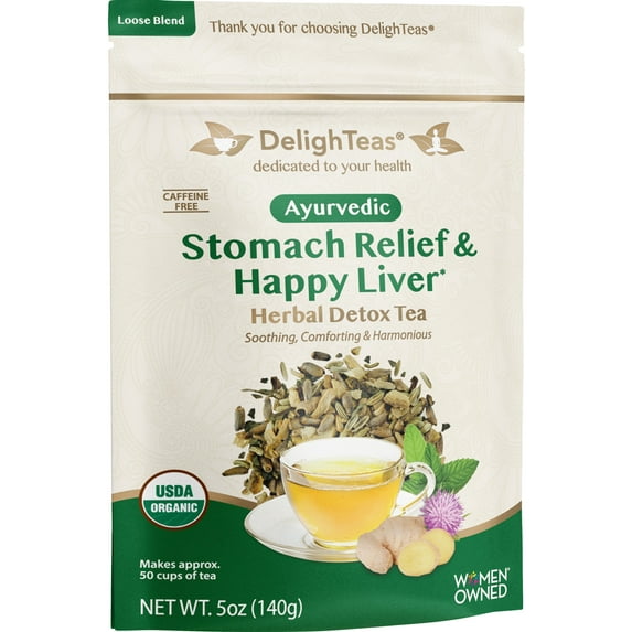 DelighTeas Organic Milk Thistle Loose Tea | Ayurvedic Stomach Relief, Digestive Health (50 Servings)