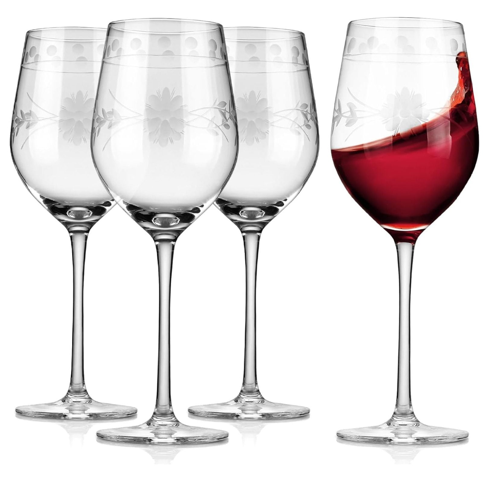 Delight Glasses, Set of 4, Unique Vintage Glass Set with Decorative