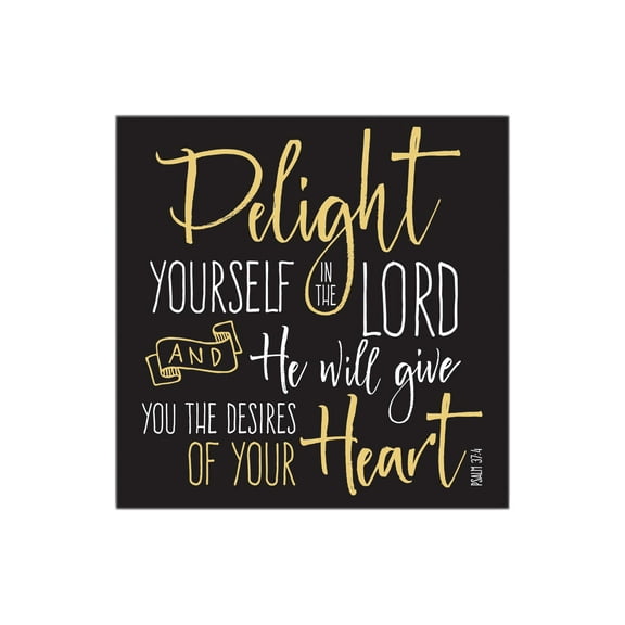 Delight In The Lord Slate Grey Script 12 x 12 Wood Wall Sign Plaque