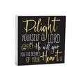 thumbnail image 1 of Delight In The Lord Slate Grey Script 5 x 5 Wood Tabletop Sign Plaque, 1 of 4