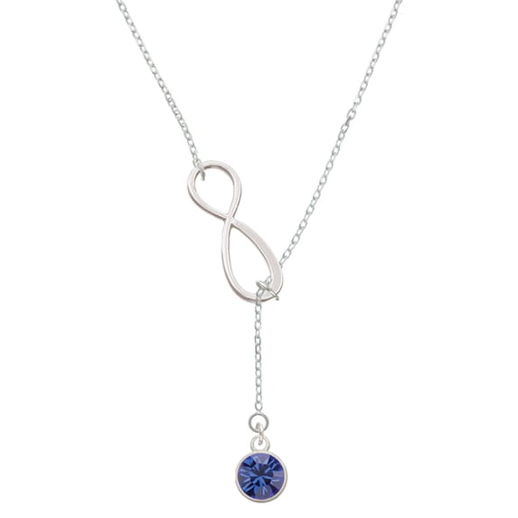 Delight Jewelry 10mm Blue Crystal Drop Silver tone Elegant Infinity Lariat Necklace