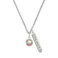 thumbnail image 1 of Delight Jewelry 10mm Clear AB Crystal Drop Silvertone Balance Bar Charm Necklace, 23", 1 of 4