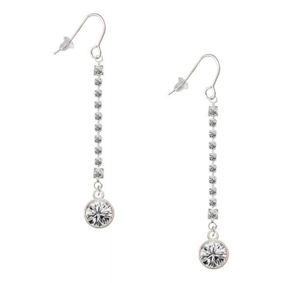 Delight Jewelry 10mm Clear Crystal Drop - Silver-tone Long Sparkle Dangle French Earrings