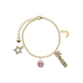 thumbnail image 1 of Delight Jewelry 10mm Light Pink Crystal Drop Goldtone Dream Big Charm Bracelet, 7.5+2" Extender, 1 of 4