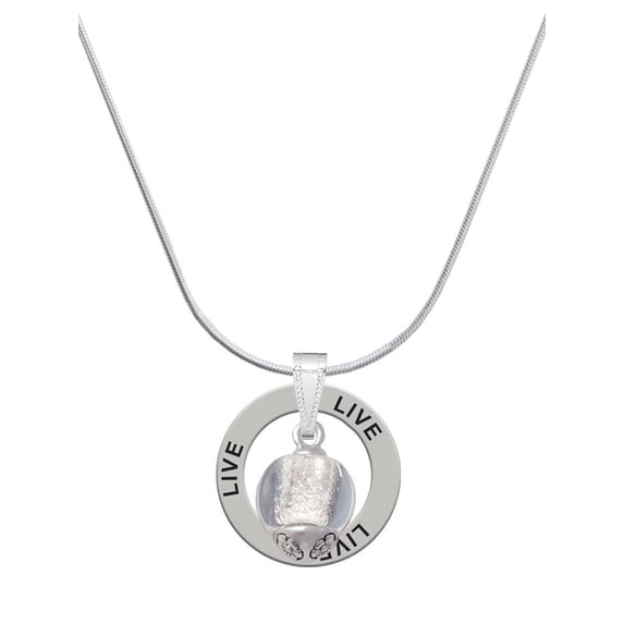 Delight Jewelry 12mm Clear Roller Spinner with Silvertone Lining Glass Spinner Live Ring Charm Necklace, 18"