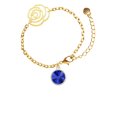 thumbnail image 1 of Delight Jewelry 12mm Crystal Rivoli - Blue Gold-tone Flower Link Chain Bracelet, 6.75"+2" Extender, 1 of 4