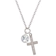 thumbnail image 1 of Delight Jewelry 12mm Crystal Rivoli - Clear Everlasting Love Engraved Cross Zoey Necklace, 28", 1 of 4