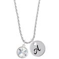 thumbnail image 1 of Delight Jewelry 12mm Crystal Rivoli - Clear Silvertone Script Initial Disc - A - Charm Necklace, 20"+3", 1 of 4