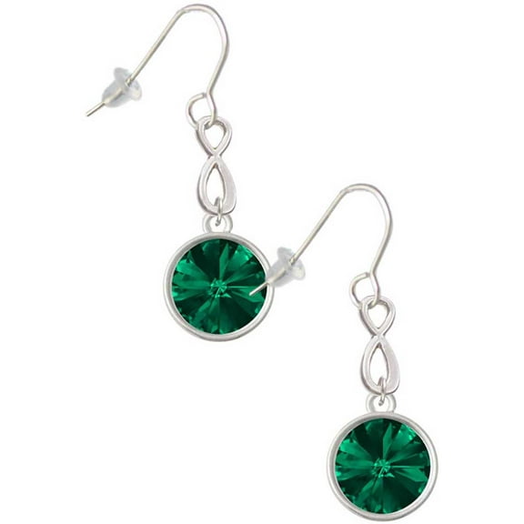 Delight Jewelry 12mm Crystal Rivoli - Green Silver tone Infinity French Earrings