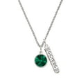 thumbnail image 1 of Delight Jewelry 12mm Crystal Rivoli - Green Silvertone Sisters Best Friends Forever Bar Charm Necklace, 23", 1 of 4