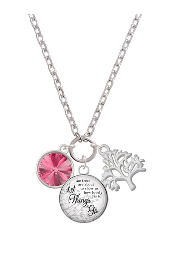12mm Crystal Rivoli - Hot Pink Let Things Go Fall Zoey Charm Necklace, 28"