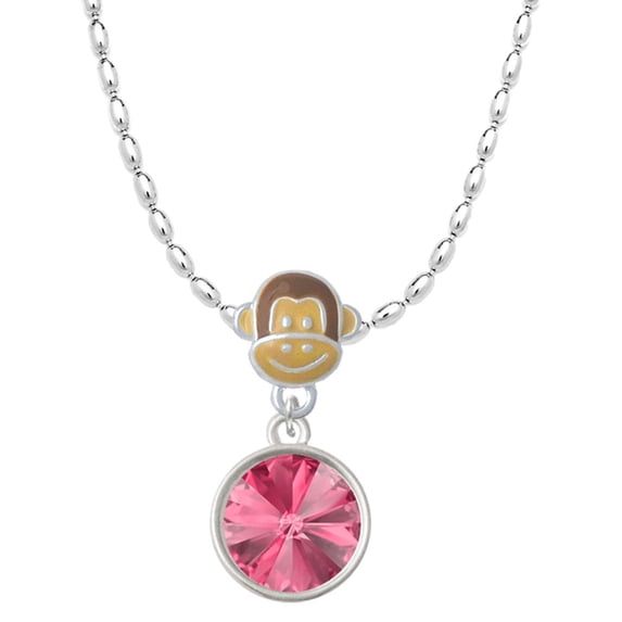 Delight Jewelry 12mm Crystal Rivoli - Hot Pink Mia Monkey Charm Necklace