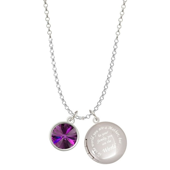 Delight Jewelry 12mm Crystal Rivoli - Purple To the World You are a Mother Locket Necklace