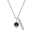 thumbnail image 1 of Delight Jewelry 12mm Faceted Green Glass Spinner Silvertone Guardian Angel Bar Charm Necklace, 23", 1 of 4