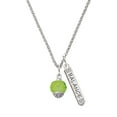thumbnail image 1 of Delight Jewelry 12mm Faceted Lime Glass Spinner Silvertone Balance Bar Charm Necklace, 23", 1 of 4