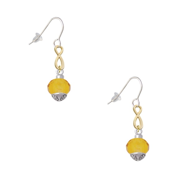 Delight Jewelry 12mm Faceted Yellow Glass Spinner Gold Tone Infinity French Earrings