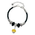 thumbnail image 1 of Delight Jewelry 12mm Faceted Yellow Glass Spinner Niece Celtic Knot Leather Bead Bracelet, 7"+2" Extender, 1 of 4