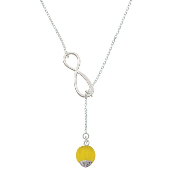 Delight Jewelry 12mm Goldtone Roller Spinner with Silvertone Lining Glass Spinner Silver tone Elegant Infinity Lariat Necklace