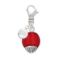 thumbnail image 1 of Delight Jewelry 12mm Scarlett Red Roller Spinner with Silvertone Lining Glass Spinner - Silvertone Clip on Charm with Clear Crystal Drop, 1 of 4