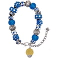 thumbnail image 1 of Delight Jewelry 12mm Stardust Round Goldtone Spinner Blue Paw Print Bead Bracelet, 7"+2", 1 of 4