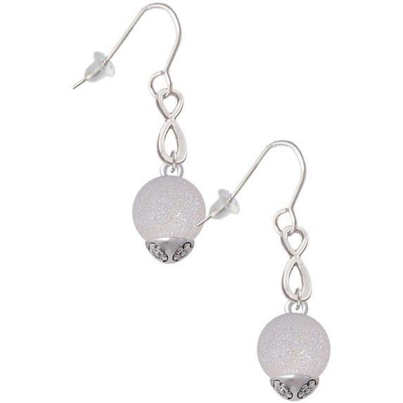 Delight Jewelry 12mm Stardust Round Silvertone Spinner Silver tone Infinity French Earrings