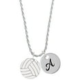 thumbnail image 1 of Delight Jewelry 3/4'' Enamel Volleyball Silvertone Script Initial Disc - A - Charm Necklace, 20"+3", 1 of 4