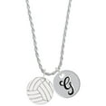 thumbnail image 1 of Delight Jewelry 3/4'' Enamel Volleyball Silvertone Script Initial Disc - G - Charm Necklace, 20"+3", 1 of 4