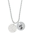 thumbnail image 1 of Delight Jewelry 3/4'' Enamel Volleyball Silvertone Script Initial Disc - I - Charm Necklace, 20"+3", 1 of 4