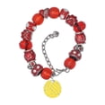thumbnail image 1 of Delight Jewelry 3/4'' Enamel Water Polo Ball Red Paw Print Bead Bracelet, 7"+2", 1 of 4