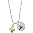 thumbnail image 1 of Delight Jewelry 3-D Goldtone Mushroom with Crystals Silvertone Script Initial Disc - A - Charm Necklace, 20"+3", 1 of 4