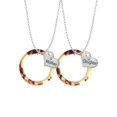thumbnail image 1 of Delight Jewelry Acrylic 1 1/2" Ring Mixed Brown and Yellow Mother & Daughter Heart Necklaces (Set of 2), 19"+2", 1 of 4
