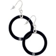 thumbnail image 1 of Delight Jewelry Acrylic 1 1/2" Ring with 4mm Crystal Black Silver tone Infinity French Earrings, 1 of 4