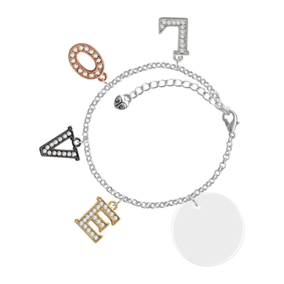 Delight Jewelry Acrylic 1 1/8" Disc Imitation Pearl Multi-Colored Crystal Love Charm Bracelet