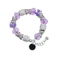 thumbnail image 1 of Delight Jewelry Acrylic 1/2" Disc Black Purple Butterfly Bead Charm Bracelet, 7"+1" Extender, 1 of 1