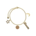 thumbnail image 1 of Delight Jewelry Acrylic 1/2" Disc Goldtone Goldtone Dream Big Charm Bracelet, 7.5+2" Extender, 1 of 4