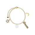 thumbnail image 1 of Delight Jewelry Acrylic 1/2" Disc Imitation Pearl Goldtone Dream Big Charm Bracelet, 7.5+2" Extender, 1 of 4