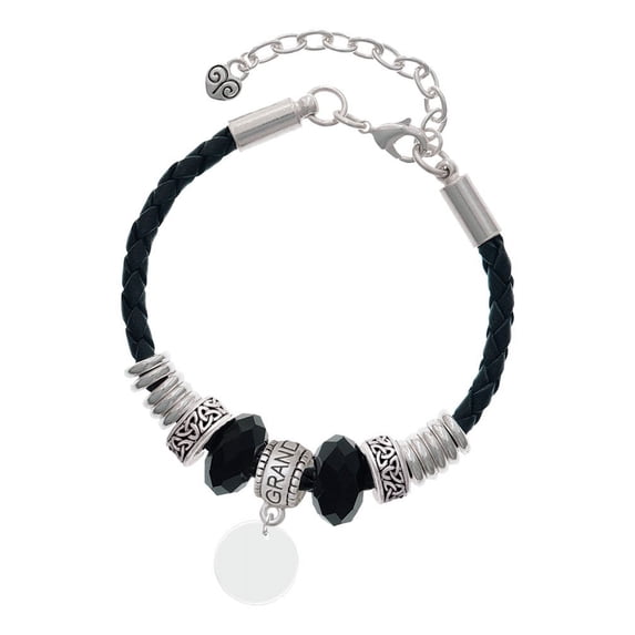 Delight Jewelry Acrylic 1/2" Disc Imitation Pearl Granddaughter Celtic Knot Leather Bead Bracelet, 7"+2" Extender