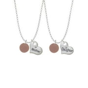 Delight Jewelry Acrylic 1/2" Disc Rose Goldtone Mother & Daughter Heart Necklaces (Set of 2), 19"+2"