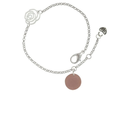 Delight Jewelry Acrylic 1/2" Disc Rose Goldtone Silver-tone Rose Link Chain Bracelet, 6.25"+1.75" Extender