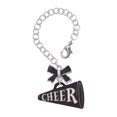 thumbnail image 1 of Delight Jewelry Acrylic 1.25" Black Cheer Megaphone - Silvertone Black Bow Charm Accessory for Tumblers and Thermal Cups, 1 of 4