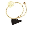 thumbnail image 1 of Delight Jewelry Acrylic 1.25" Black Megaphone Gold-tone Flower Link Chain Bracelet, 6.75"+2" Extender, 1 of 4