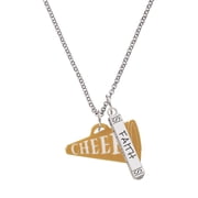 Delight Jewelry Acrylic 1.25" Goldtone Cheer Megaphone Silvertone Believe Faith Prayer Hope Bar Charm Necklace, 23"