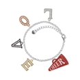 thumbnail image 1 of Delight Jewelry Acrylic 1.25" Maroon Cheer Megaphone Multi-Colored Crystal Love Charm Bracelet, 1 of 5