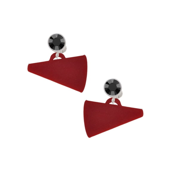 Delight Jewelry Acrylic 1.25" Maroon Megaphone Black Crystal Clip on Earrings