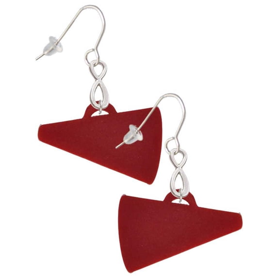 Delight Jewelry Acrylic 1.25" Maroon Megaphone Silver tone Infinity French Earrings